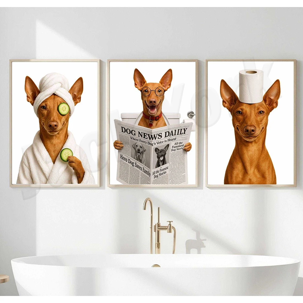 Caucasian Shepherd Dog, Etna Hound, Doberman Pinscher, Japanese Chin, Bichon Frise, Bedlington Terrier Bathroom Decor Poster