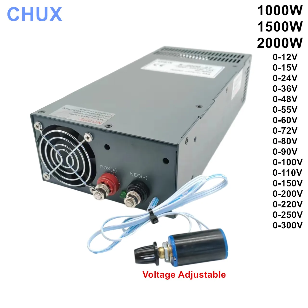 CHUX   2000W 1500W 1000W Adjustable Switching Power Supply  220VAC To DC 12V 24V 27V 36V 48V 72V 100V 150V 110V 200V 300V SMPS