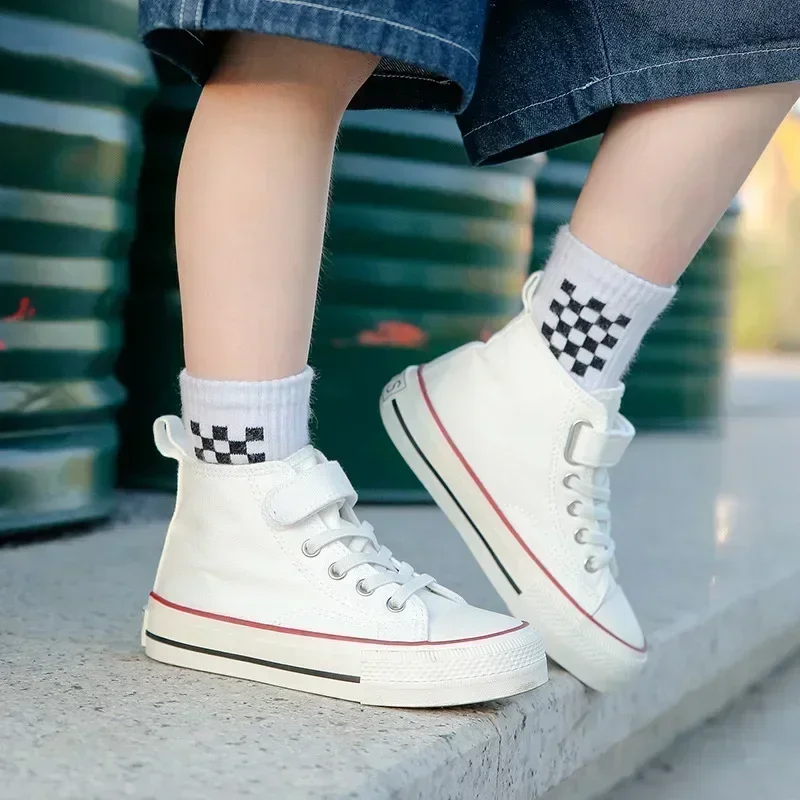 New Color Hand Painted Boys and Girls High Top Fashion Versatile Children Canvas Shoes Versatile Kids Casual Shoes Sizes 26-30