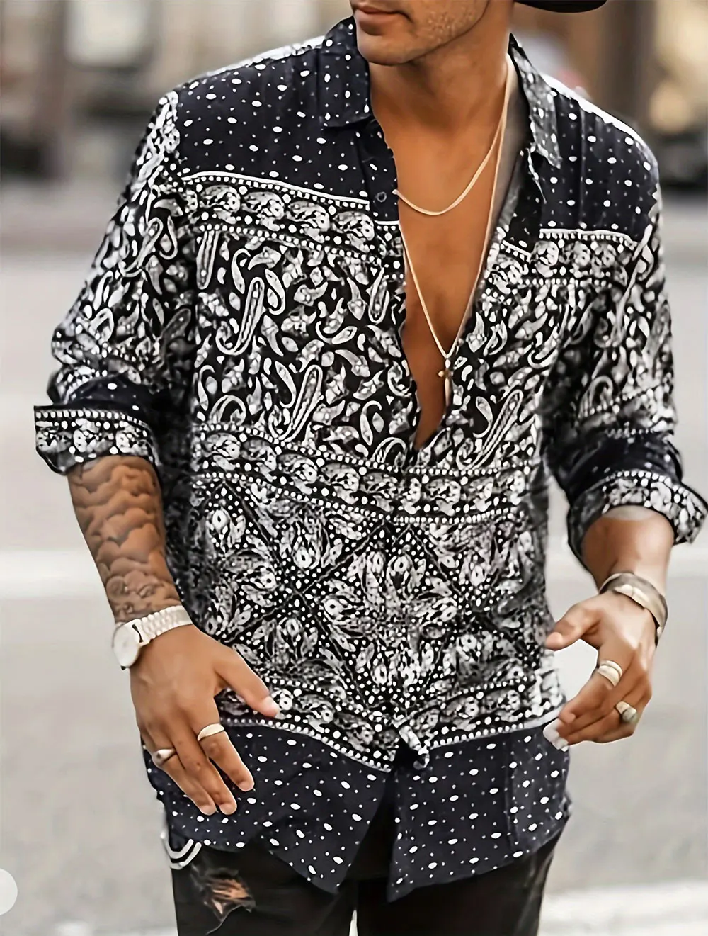 Camisa de manga larga para hombre, camisa transpirable con botones de solapa, protector solar, uso diario en la playa, vacaciones de verano, talla grande