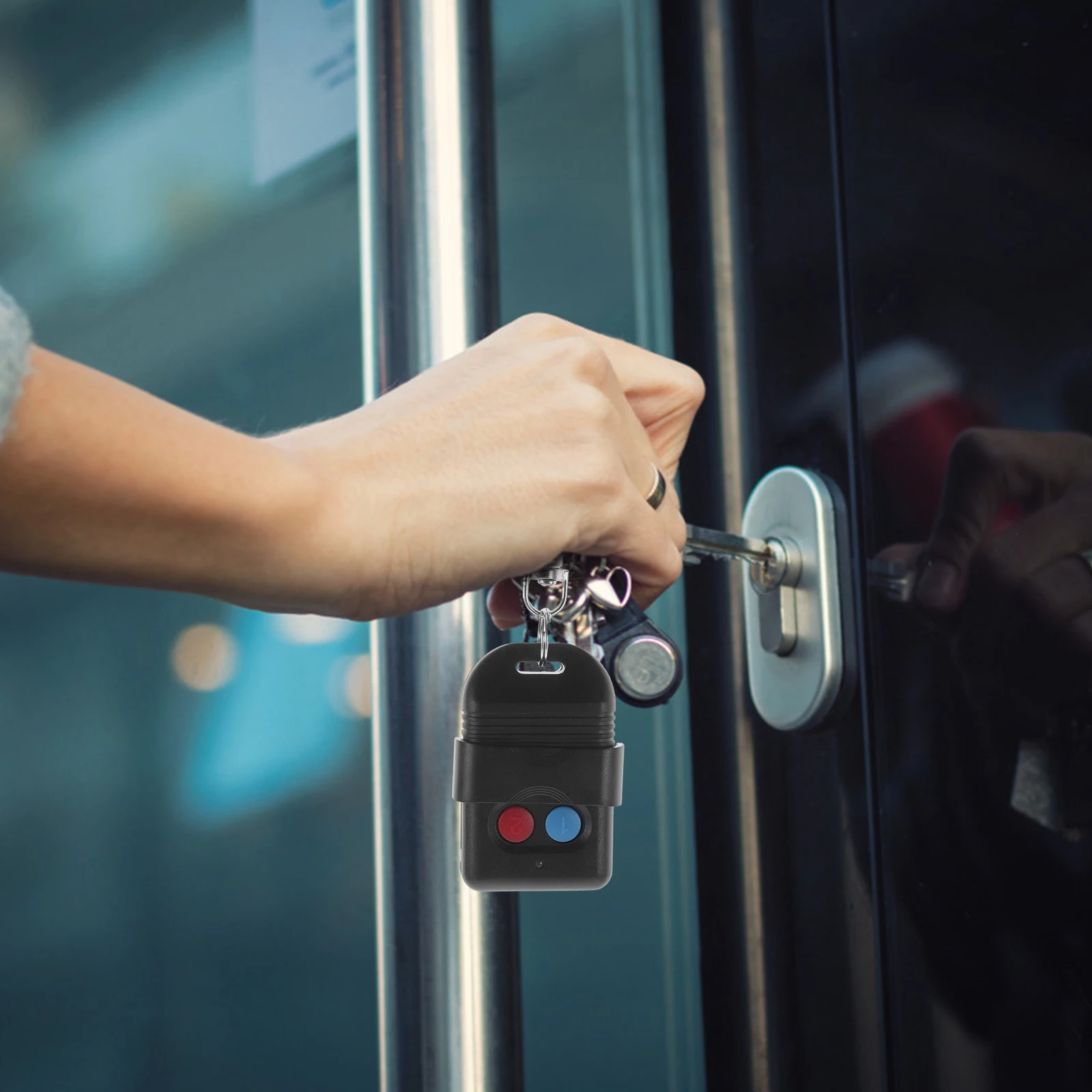 

2 Button Garage Door Remote Controller 300MHz Mini Key Chain Fob Opener for Electric Doors Up to 100M Range Simple