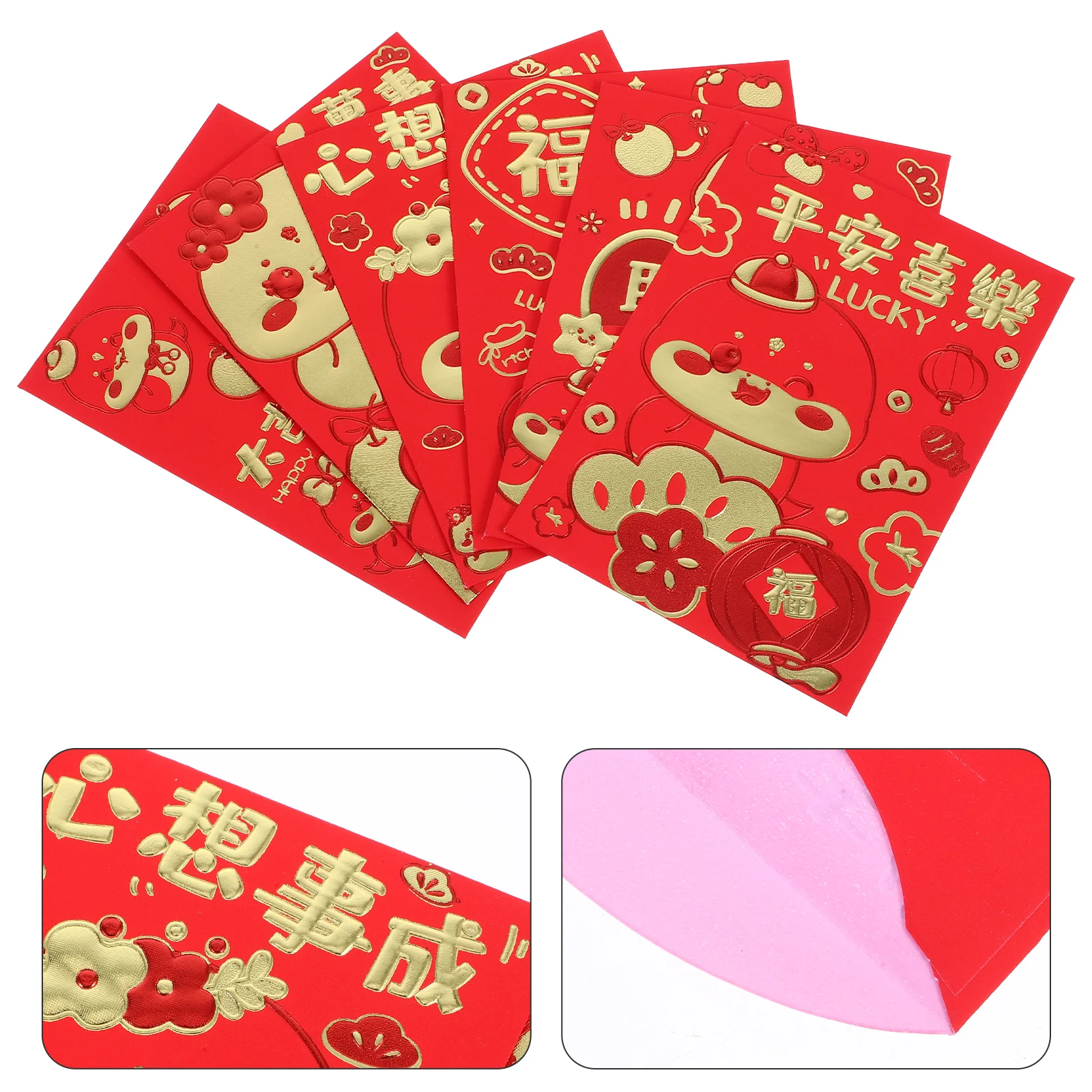 60 Pcs Lai See Red Envelope Bag Luck Money Bags Envelopes for Wedding Lucky 2025 Hong Bao Packets Chinese Snake Feng