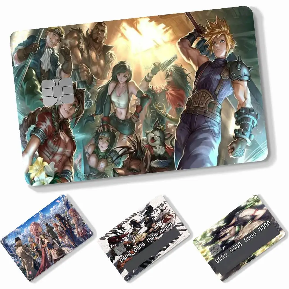Game F-Final Fantasy  4pcs Credit Card Skin Stickers Suitable for Bank  Transit Pass Decorative Cover