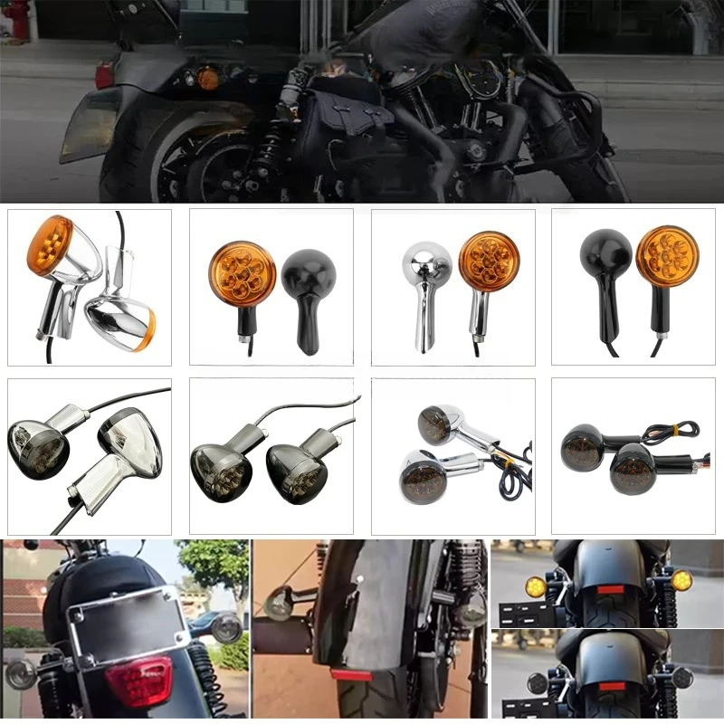 

Motorcycle Turn Signal Light for Harley XL883 1200 X48 72 Dyna Fat Boy Heritage Softail Classic 2Pcs LED Front/Rear Signals Lamp