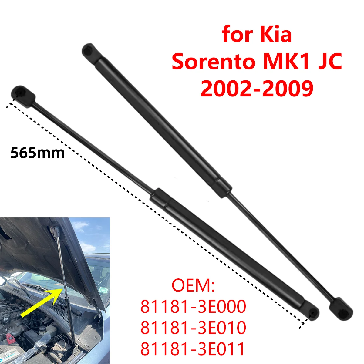 

2Pcs 81181-3E010 for Kia Sorento MK1 JC 2002-2009 Car Front Engine Bonnet Hood Gas Struts Damper Shocks Lift Support Rods