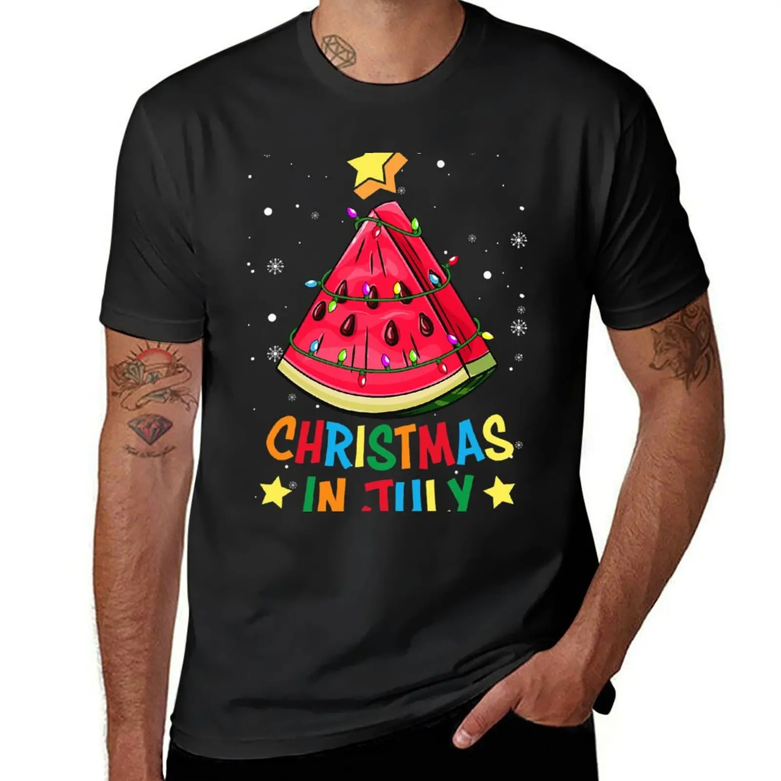 

Christmas In July Watermelon Christmas Tree Summer Vacation T-Shirt blanks korean fashion summer top mens plain t shirts