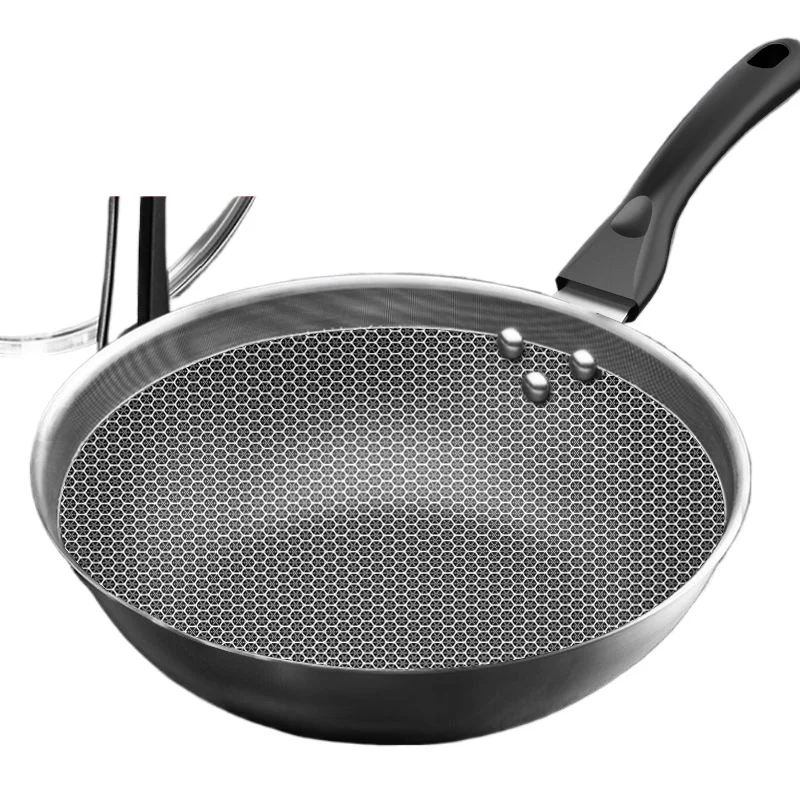 32cm Frying Pan,Stainless Steel Skillet Nonstick Fry Pans Chefs Pans Wok Pan for Gas Electric Induction Ceramic Stoves