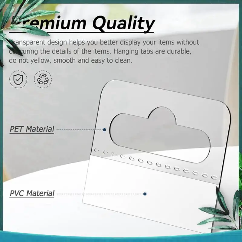 YSS-Hang Tabs, 1000 Pcs Clear Sticky Hanging Tabs Slot Hole Self Adhesive Plastic Hang Tags, 4.5 X 3.5Cm
