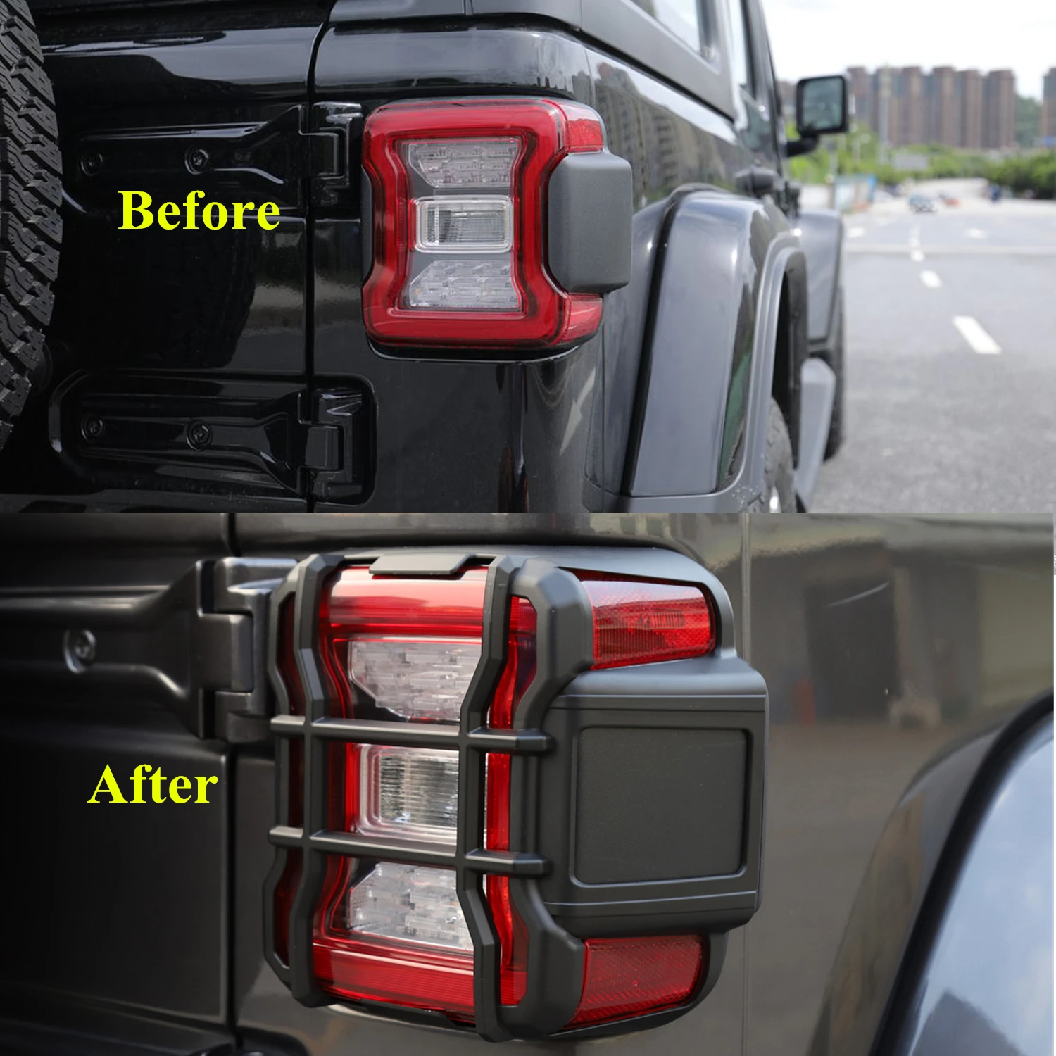 Black Light Guards For Jeep Wrangler JL JLU Rubicon Sport Sahara 2018-2023 Rear LED Taillights Covers Protector Trim ABS lens