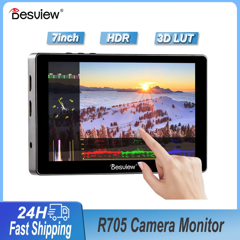 

Desview 7inch R705 Touch Screen Camera Monitor Full HD 1920x1200 IPS 4K HDMI with HDR/3D LUT Waveform Video Monitor for DSLR