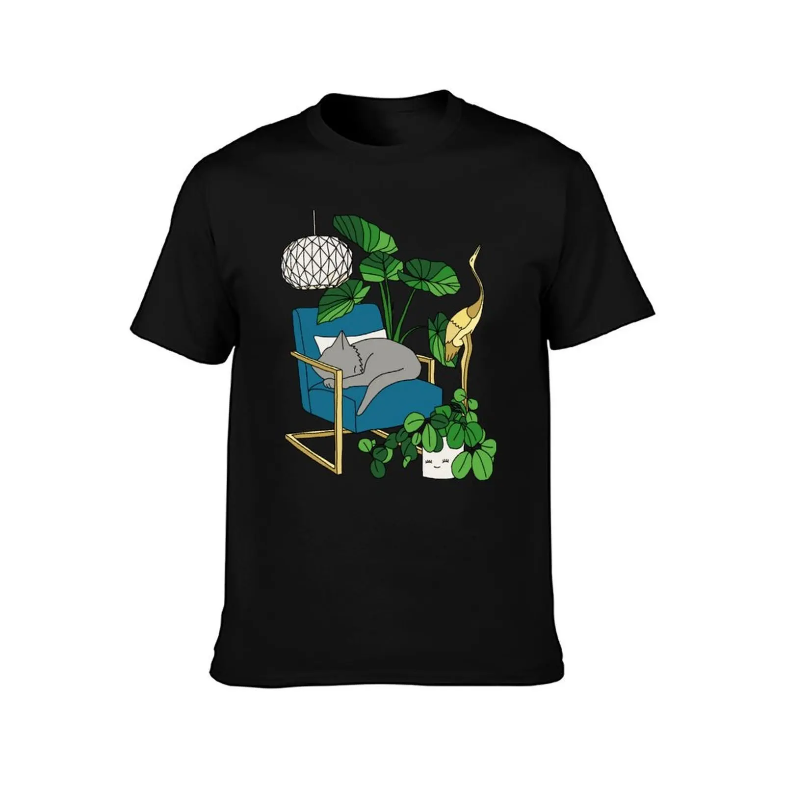 Cat nap by Elebea T-Shirt, Summer Casual Cotton Tee, Oversized Streetwear Tops, Vintage Graphic Print, Loose Fit Short Sleeve