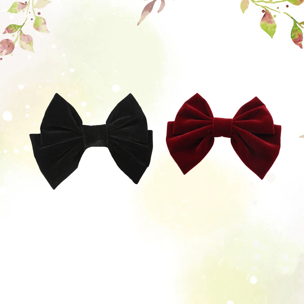 

2pcs Big Bowknot Ties Wine Red Black Hair Rings Women Ponytail Holder Hair Rope Bowknot Circle Accessories For Daily Wear