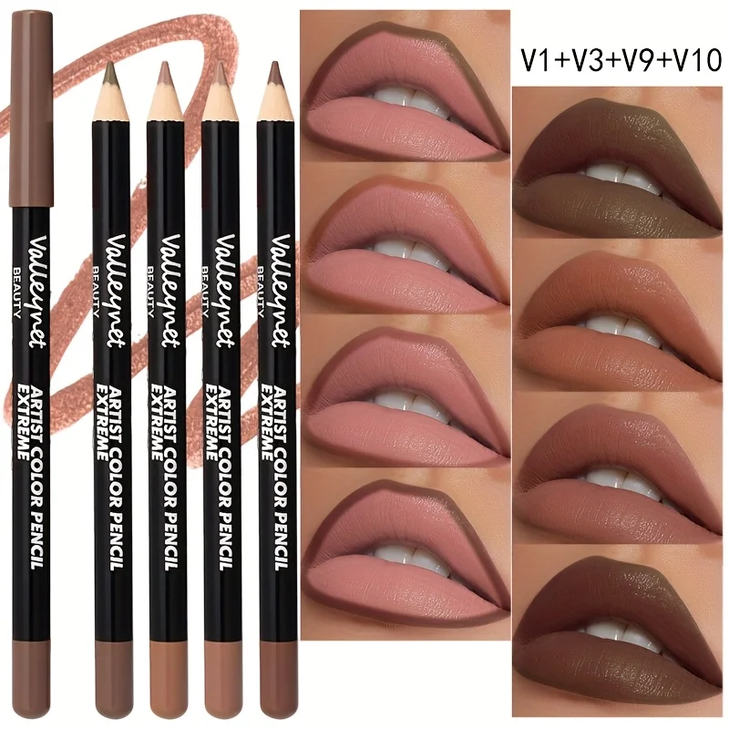 Matita per labbra opaca da 4 pezzi/set a lunga durata, resistente al trasferimento e a prova di sbavature |   Combinazione labbra altamente pigmentata e con finitura vellutata