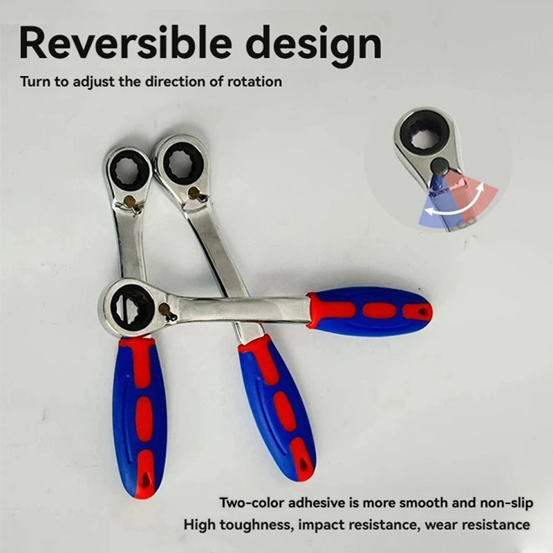 ABJI-2 Pieces Of Plastic Handle Dual-Purpose Ratchet Wrench Household Hardware Tools