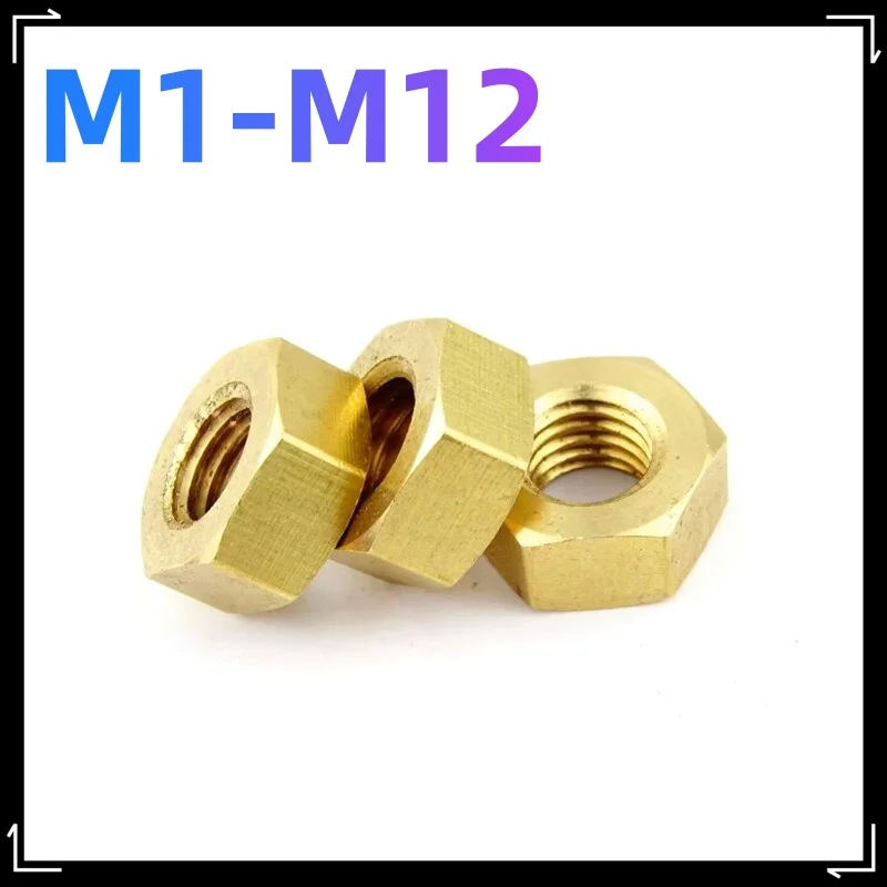DIN934 Solid Brass Hex Nuts Fits Screws & Bolts Sizes M1-M12 Multiple Quantities Available