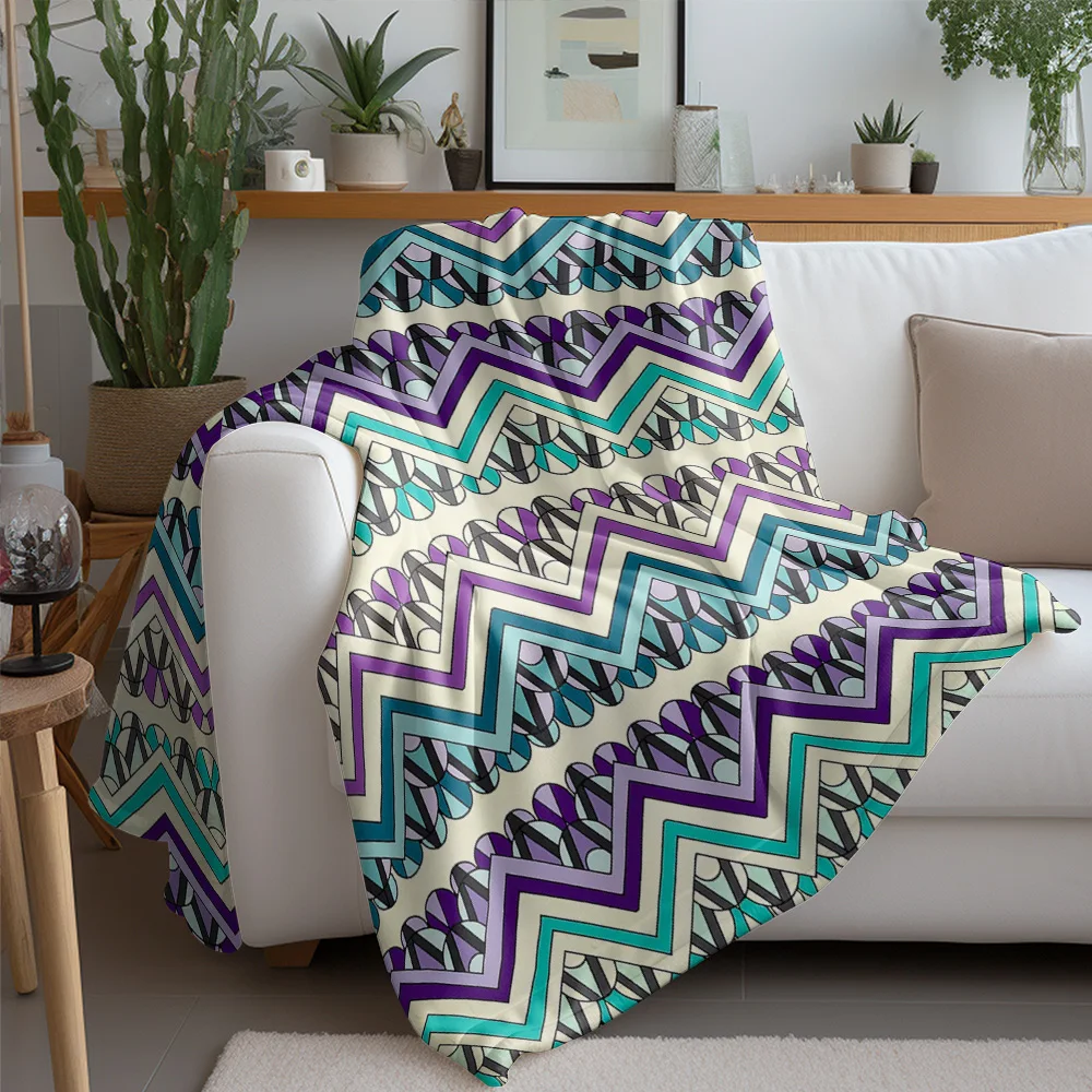 Geometric Zig Zag Pattern Knit Blanket Sofa Bed Throw for Women Girls Gift Decorative Home Textile