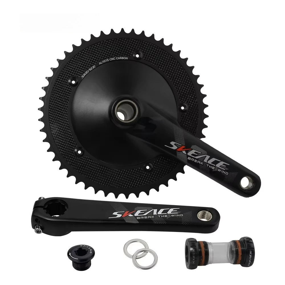 

Bicycle Crank 165mm 49T 50T 2024 New Hollow Fixed Gear Bicycle Parts Aviation Racing Bicycle Crank Set Carbon Single Speed Crank