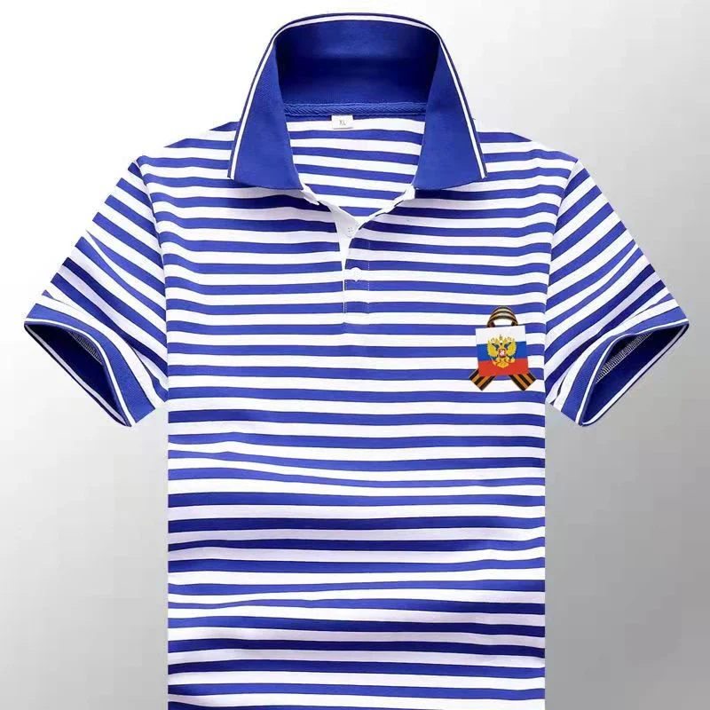 St George Ribbon Russian Flag Victory Patriotic Striped Polo Shirts 100% Cotton Short Sleeve Mens Sailor Stripes T-Shirt