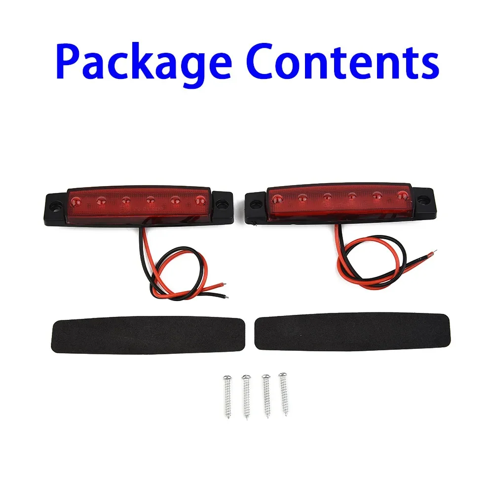 2 X Red LED Side Marker Lights 6-LED 12V Turn Brake Stop Tail Light 100*20*8mm For Truck Trailer RV Boat Vans Car Access