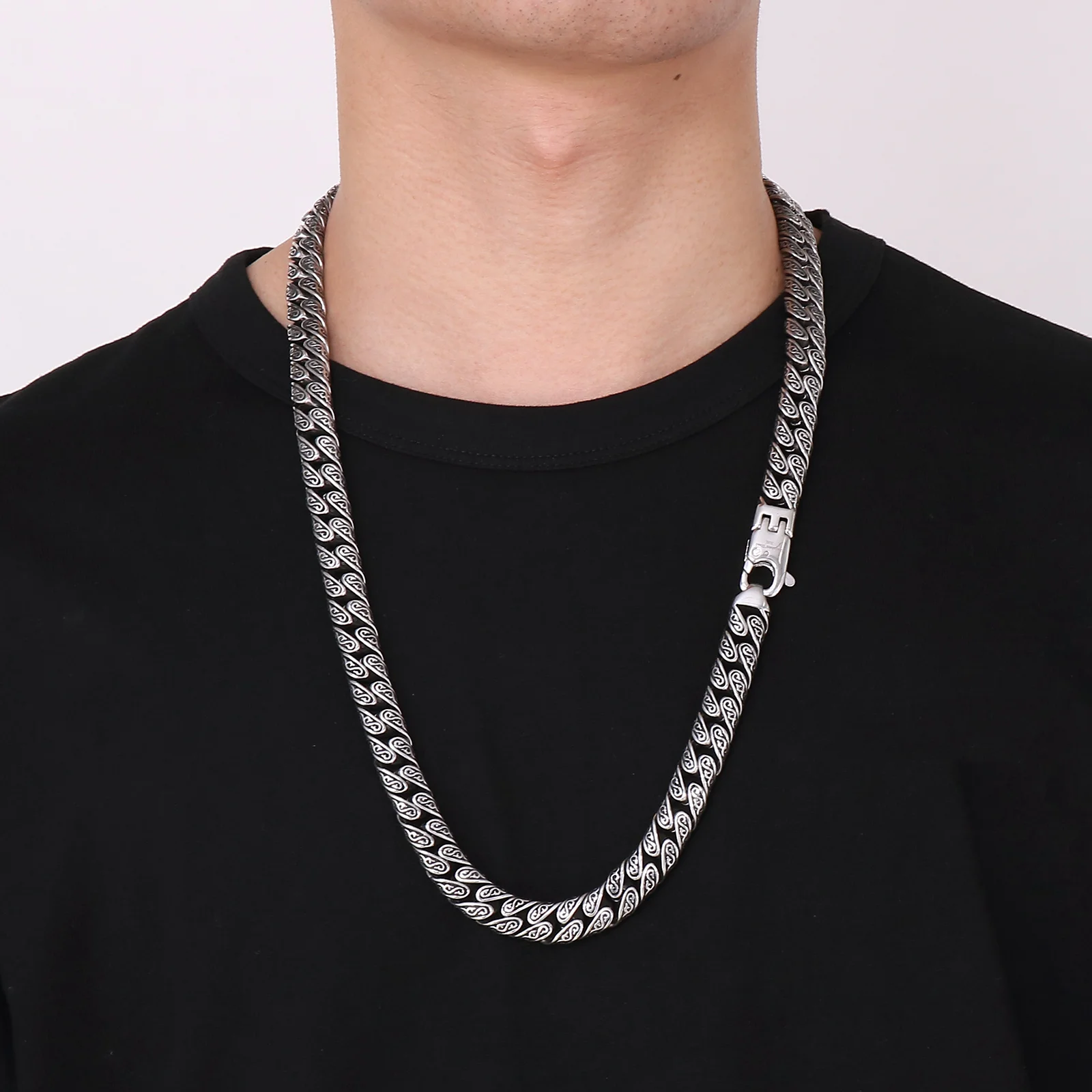 

Fashion Vintage Totems Neckalce For Men Silver Color Stainless Steel Viking Link Chain Hip Hop Cool Men's Choker Jewelry