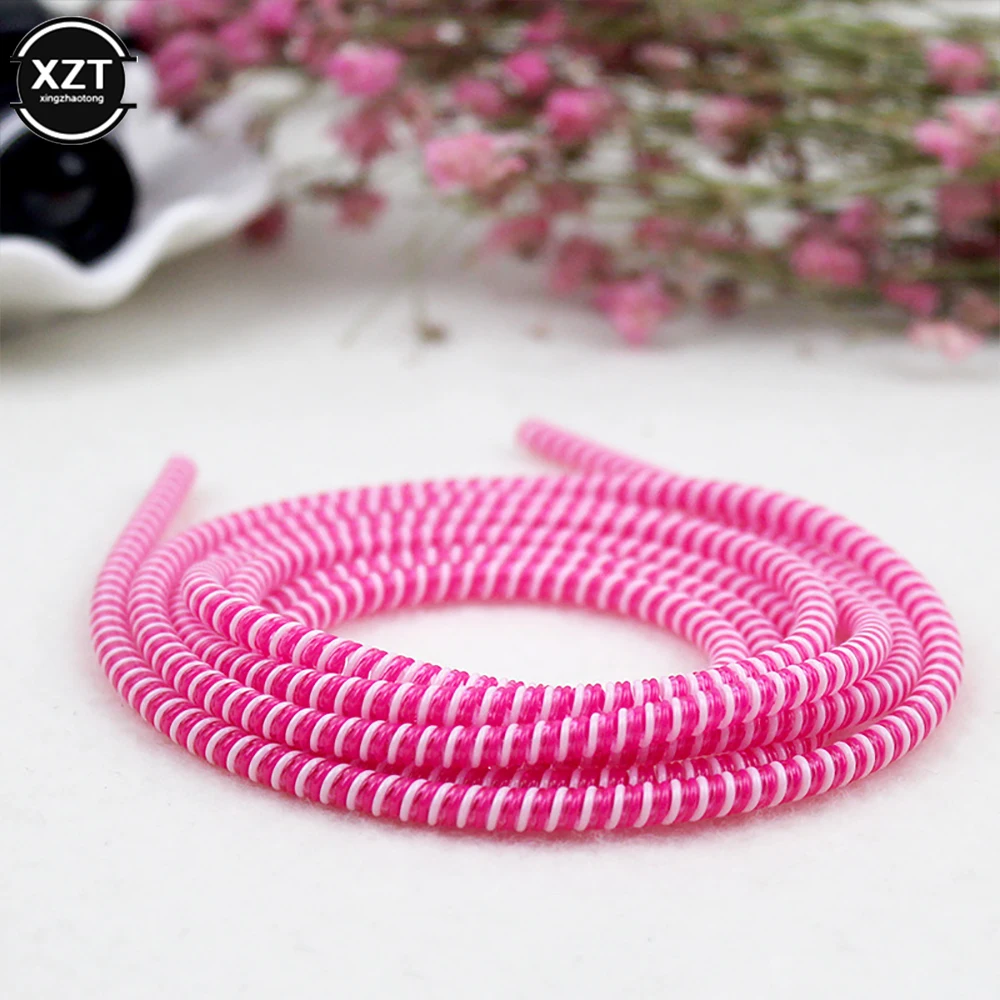 1.4m Multicolour Phone Wire Cord Rope Anti-break Spring Protection Ropes for USB Charging Cable Earphone Data Bobbin Winder