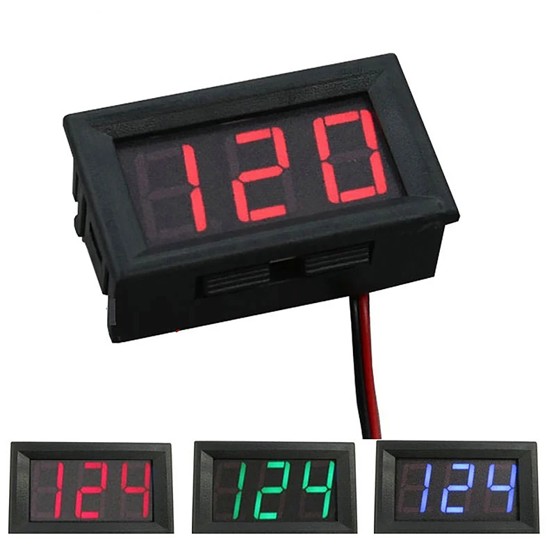 DC 5V To 120V LED Digital Voltmeter Voltage Meter Volt Instrument Tool 2 Wires Red Green Blue Display DIY 0.56 Inch