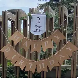 New Happy Birthday Decoration Birthday Party Bunting Garland Baby Shower Supplies Kraft Paper Banner Decoration Happy Birthday