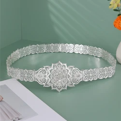 Silver Flower Shaped Alloy Belt Chain With Delicate Lace Design Elegant And Graceful Palace Retro Style Wedding Banquet Festi