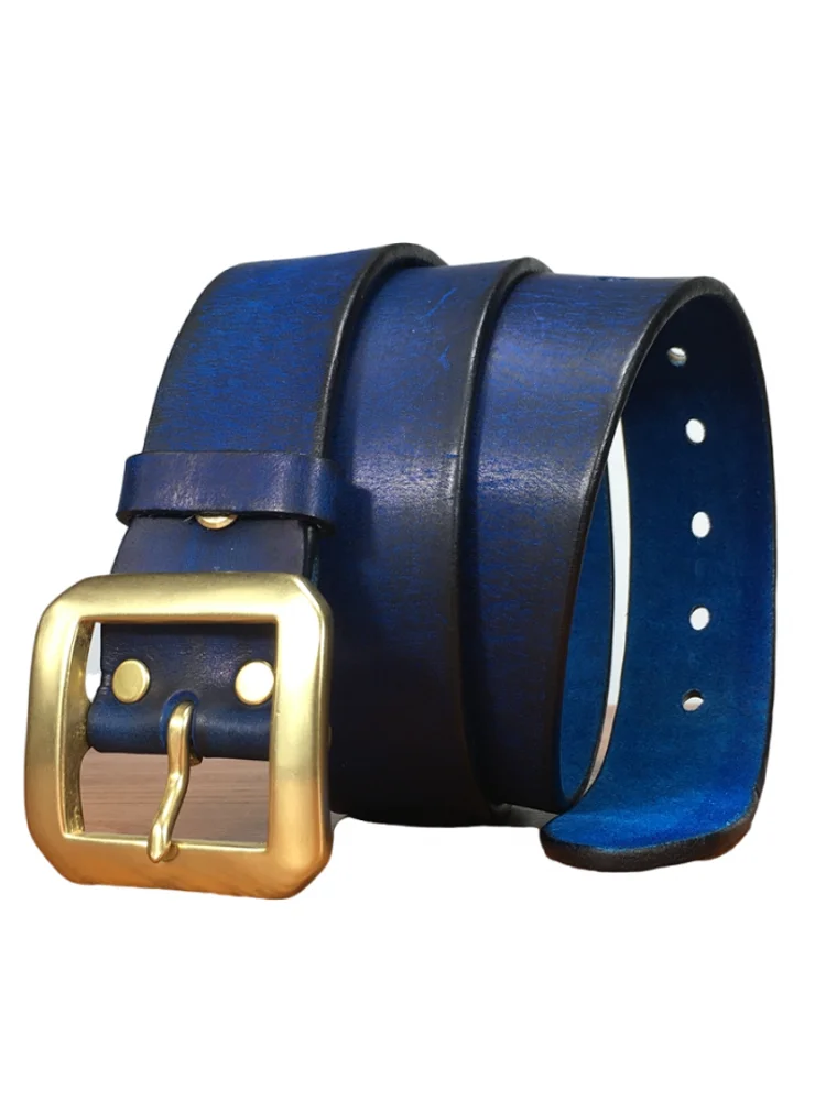 Unisex High Quality Cowhide Genuine Leather Belt Men Women Brass Pin Buckle Strap For Pants Width 3.8cm Waistband Belts