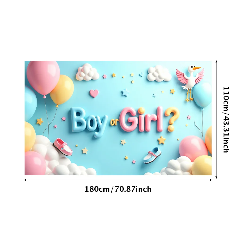 เพศเปิดเผยพื้นหลังตกแต่งสีฟ้าสีชมพูเด็กสาวบอลลูนเมฆ Baby Shower Party Supplies การถ่ายภาพฉลองกิจกรรม Decor
