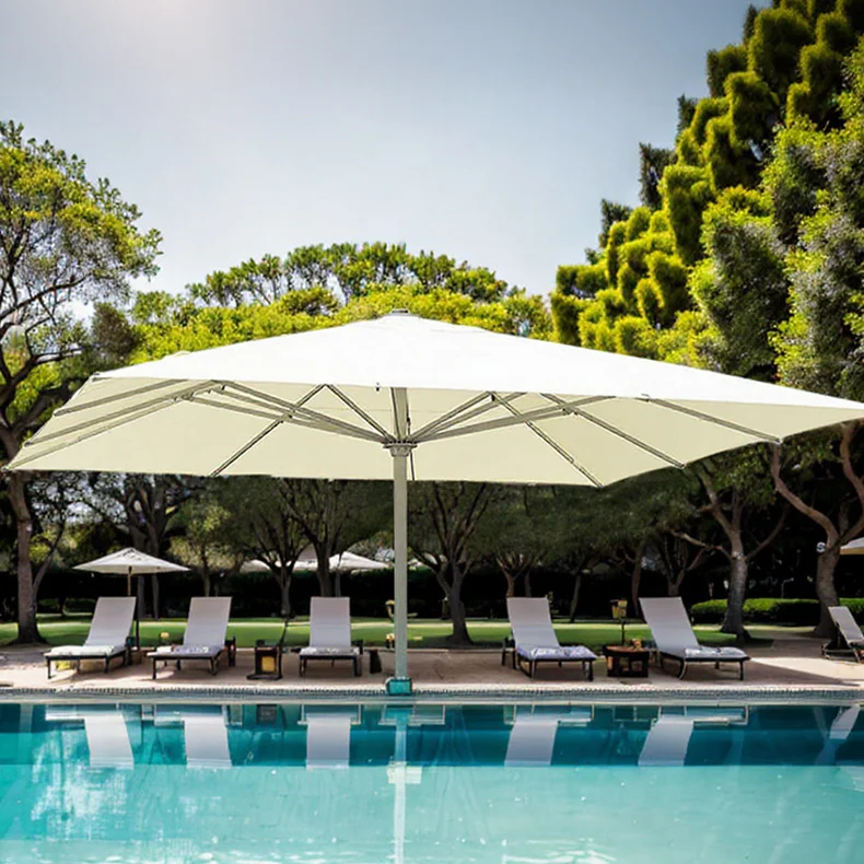 

Large 7*7m Beach Umbrella Effective Parasol Against Ultraviolet Rays Strong Wind Resistance For Tropical Resorts