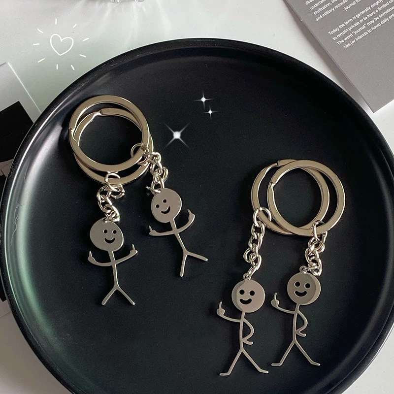 1PC Interesting Match People Than Heart Middle Finger Couple Keychain Ins Personality Cute Funny Student Bag Pendant