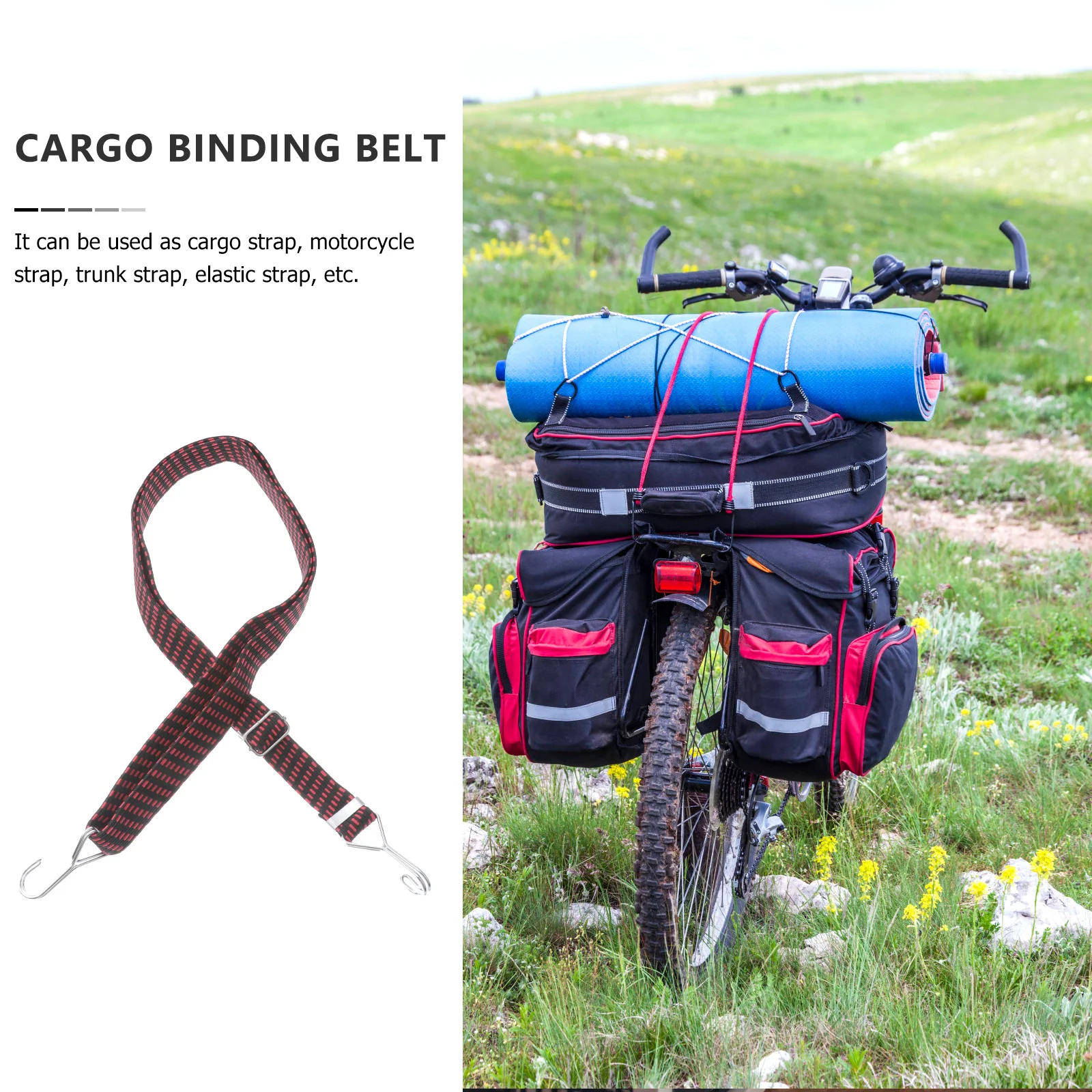 

4Pcs Heavy Duty Elastic Straps Practical and Durable for Luggage Securing on Motorcycles Bicycles Cargo Tightening Strap