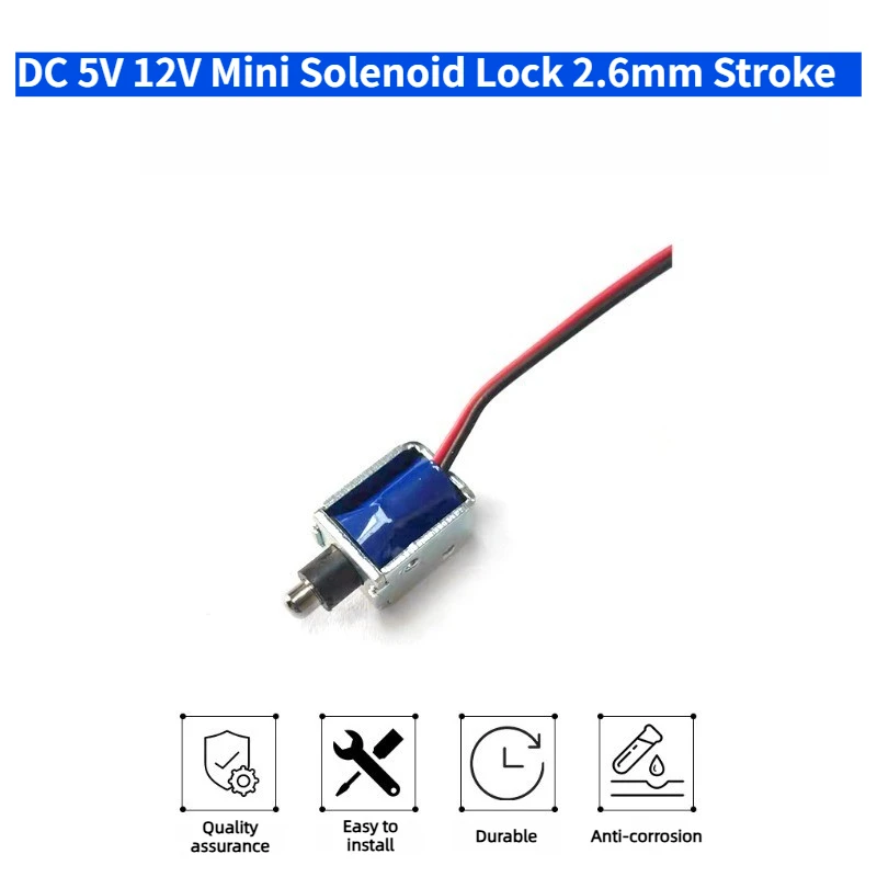 5 unidades de mini cerradura solenoide de CC 5V 12V, válvula electromagnética de 2.6mm de carrera para cargador de vehículos eléctricos, armario de compartición y equipo médico