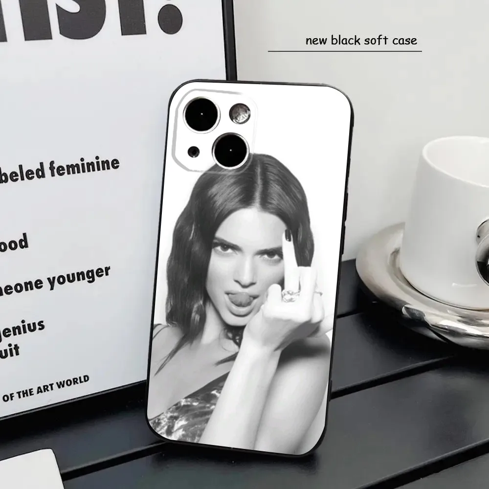 Sexy Girl K-Kendall J-Jenner Phone Case For iPhone16,15,14,13,12 Mini 11 Pro XR,X,XS,MAX 7,8 Plus Silicone Cover Soft Black