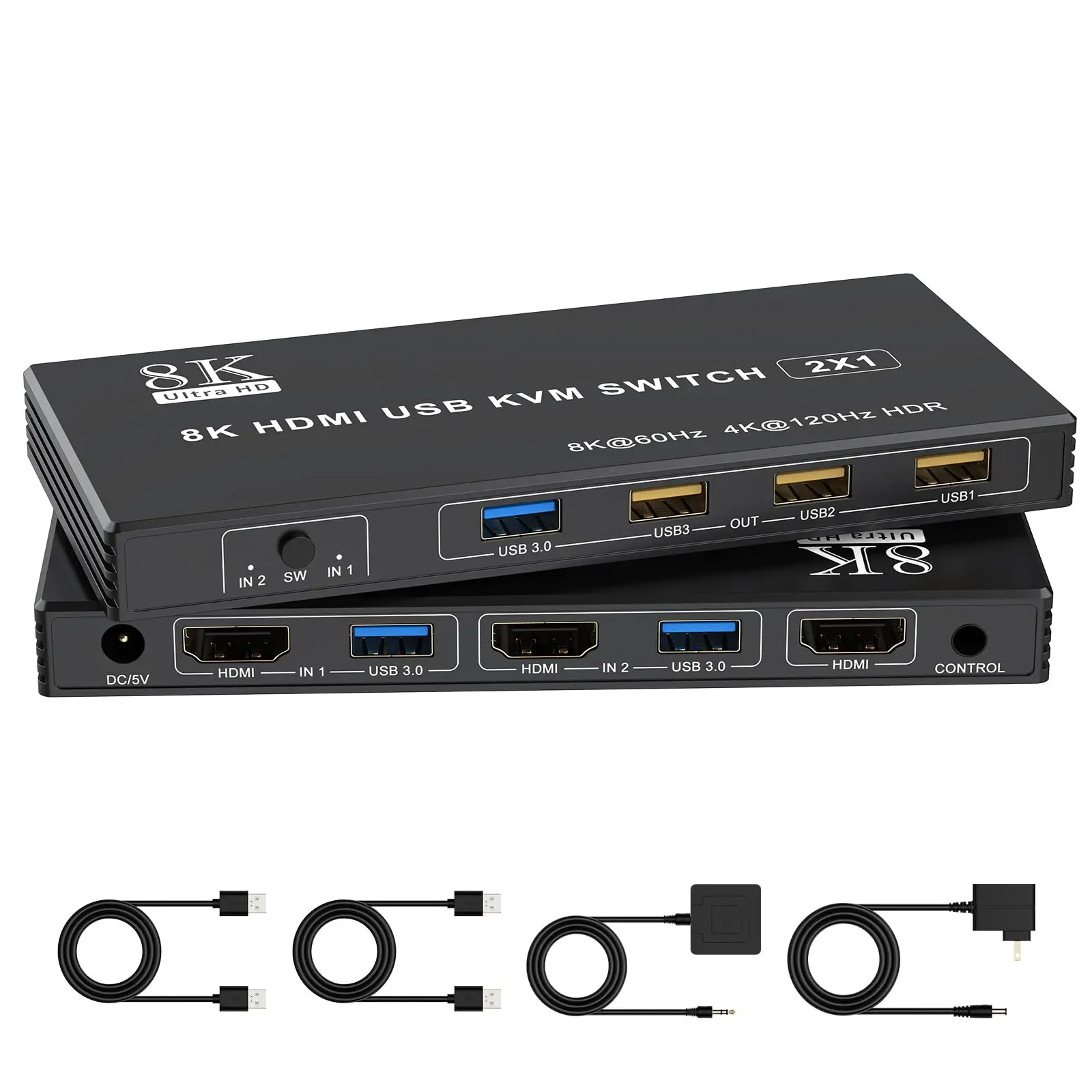 

8K HDMI KVM Switch 4/2 Computers Sharing 1 Monitor,KVM Switch HDMI 4 Port/2 Port 4K@144Hz for 4 USB Devices for Keyboard Mouse