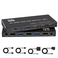 8K HDMI KVM Switch 4/2 Computers Sharing 1 Monitor,KVM Switch HDMI 4 Port/2 Port  4K@144Hz for 4 USB Devices for Keyboard Mouse