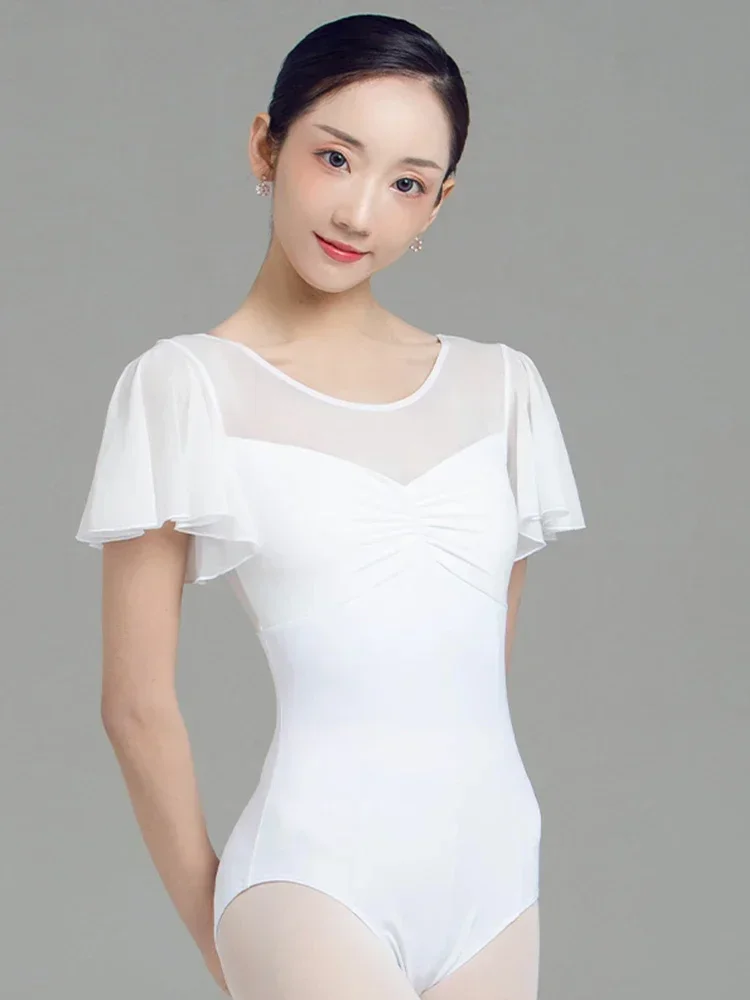 فستان رقص نسائي صيفي للكبار فستان تدريب باليه بأكمام قصيرة بدلة رقص من قطعة واحدة بدلة للجسم #1