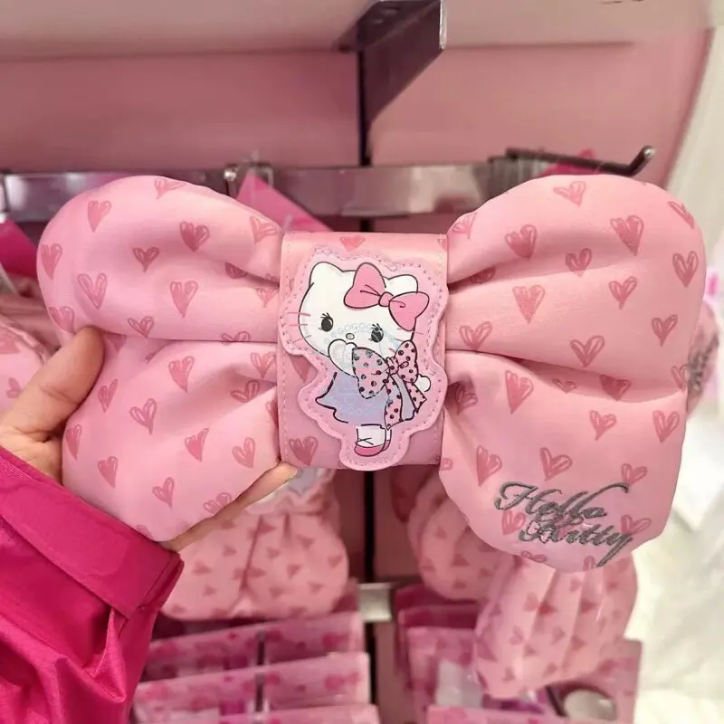

Sanrio Hello Kitty Japanese Pink Bow Storage Bag Cartoon Cute Printed Red Envelope Pencil Case