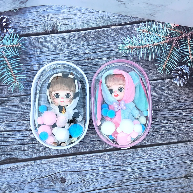 13.5cm Clear Doll Pouch Plush Dolls Anime Nendoroid Figures Transparent Carrying Outdoor Lovely Bag Protector Case Showing Box