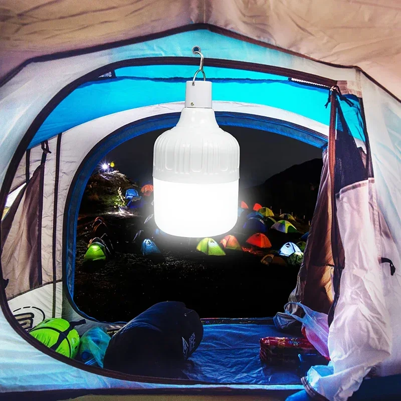 Lampe de camping portable aste à intensité variable, ampoule de secours, 5 modes d'éclairage, lumière de tente pour la pêche de nuit, la randonnée