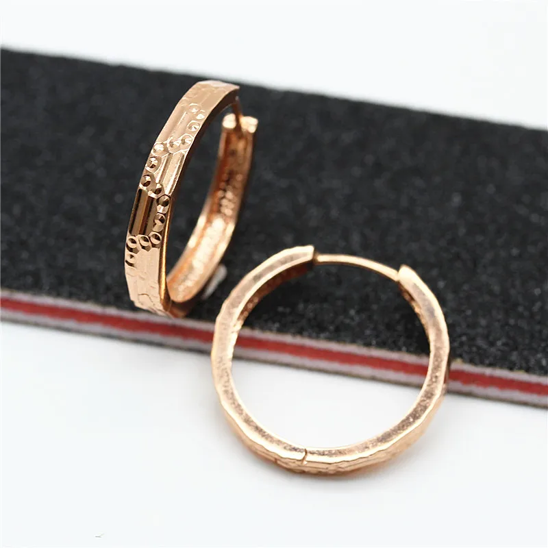 585 Purple Gold Plated 14K Rose Gold Shining Fashion Hoop earings Simple earrings for women Classics Party Jewelry gift