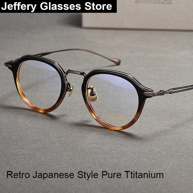 

Japanese Titanium Acetate Eyeglasses Men Women Vintage Ultralight Prescription Glasses Optical Spectacles GAFAS Anti Blue Light