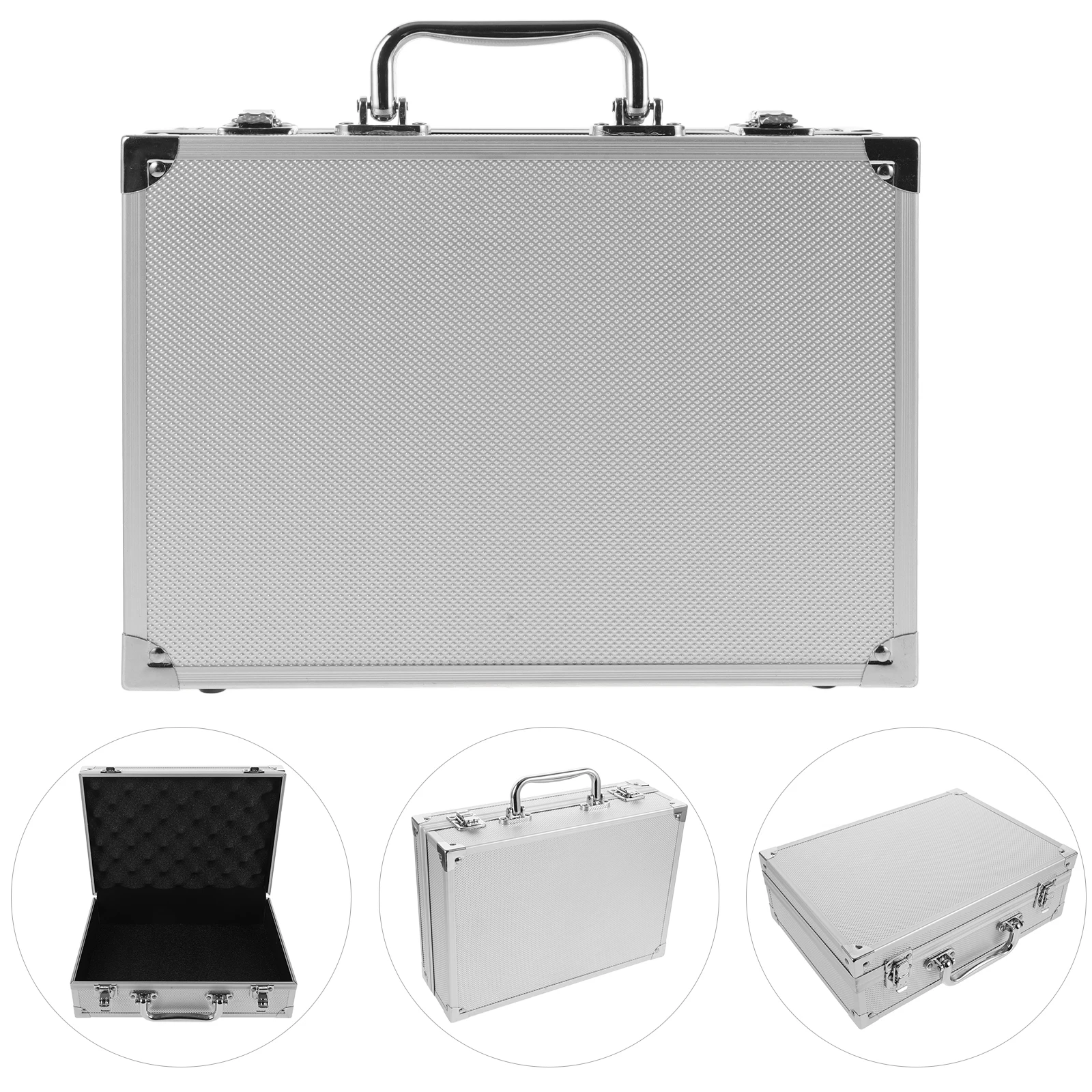 

Aluminum Alloy Toolbox Weather Resistant Tool Storage Box Carrying Case Ergonomic Handle Portable Tools Suitcase