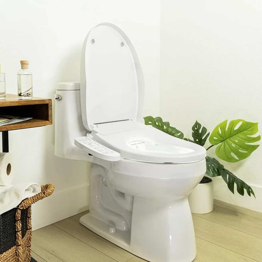 Electric Heated Bidet Smart Toilet Seat with Unlimited Heated Water, Side Control Panel, and Adjustable Warm Air Dryer