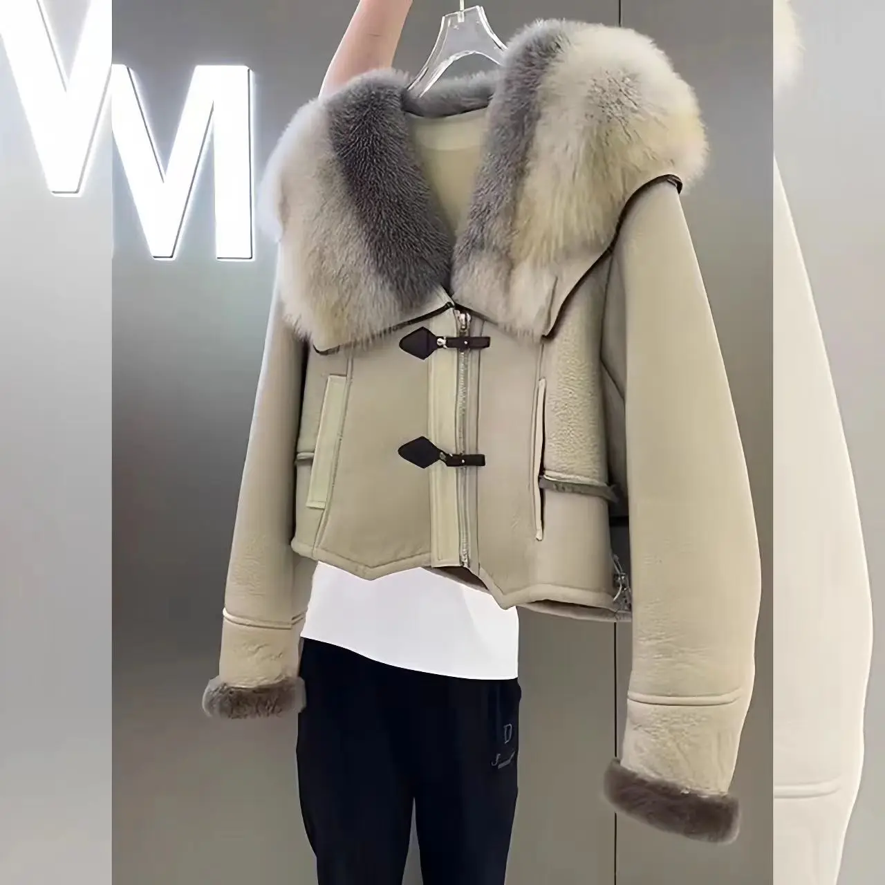 Fox Fur Collar Jacket for Women, Thick Warm Clothes,Autumn and Winter Coat, High Quality, 2024