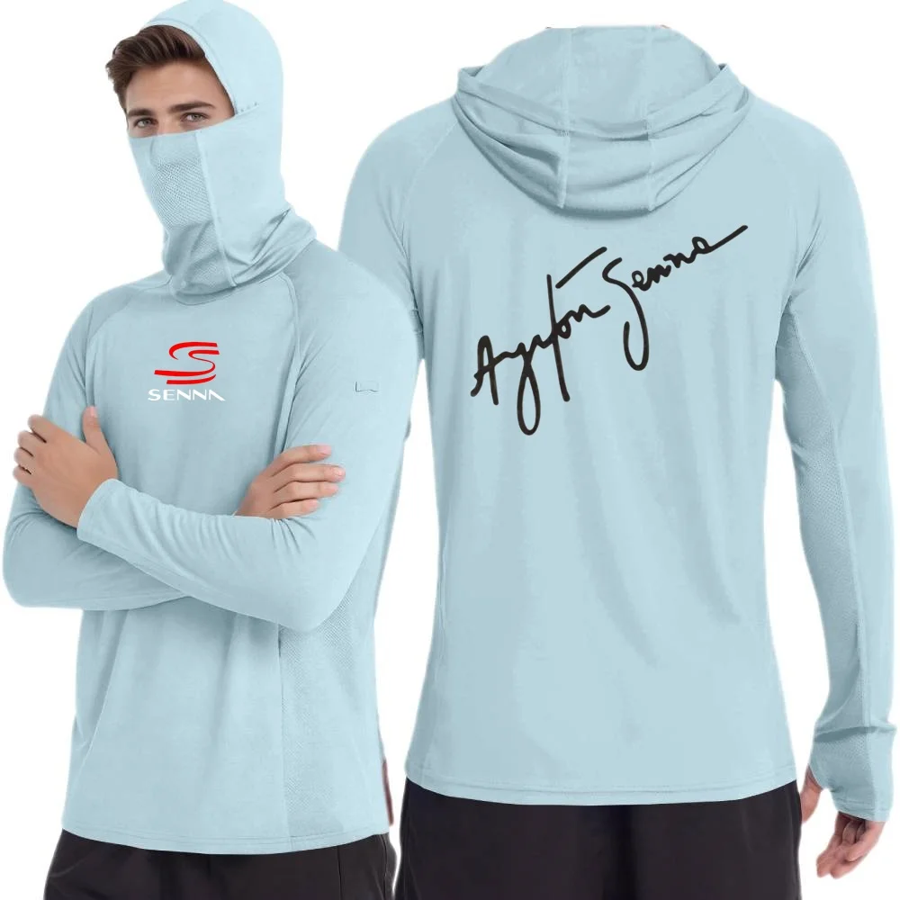 NEW Ayrton Senna Drive to Perfection Racing Men's Tshirt Mens Long Sleeve Hoodie UPF50 Sun Shirts Hiking Sunscreen Ice Silk Tops
