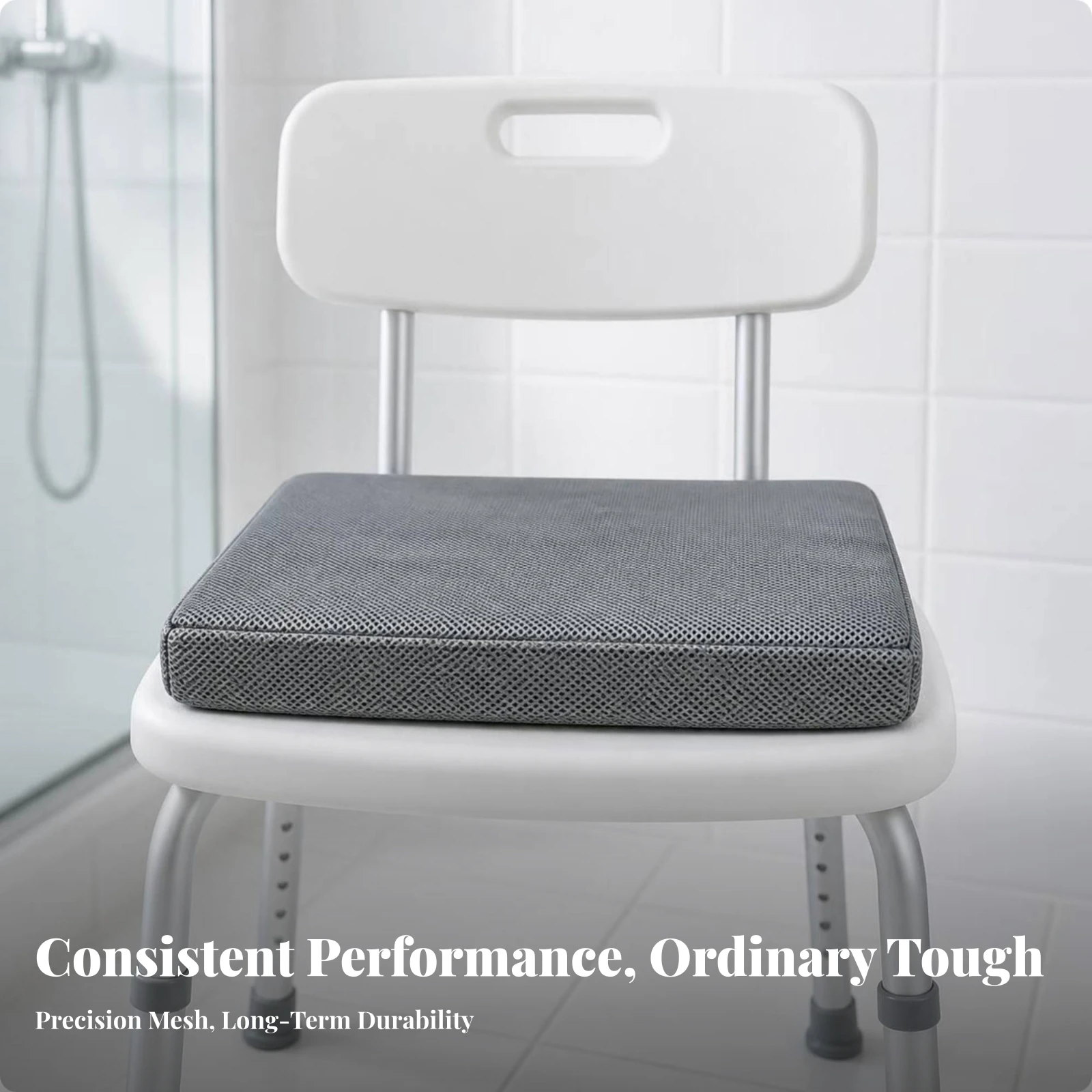 Bath Seat Cushion with Hanging Loop Washable Shower Chair Cushion Mesh Bath Pad Comfortable Soft for Elderly, Bathroom
