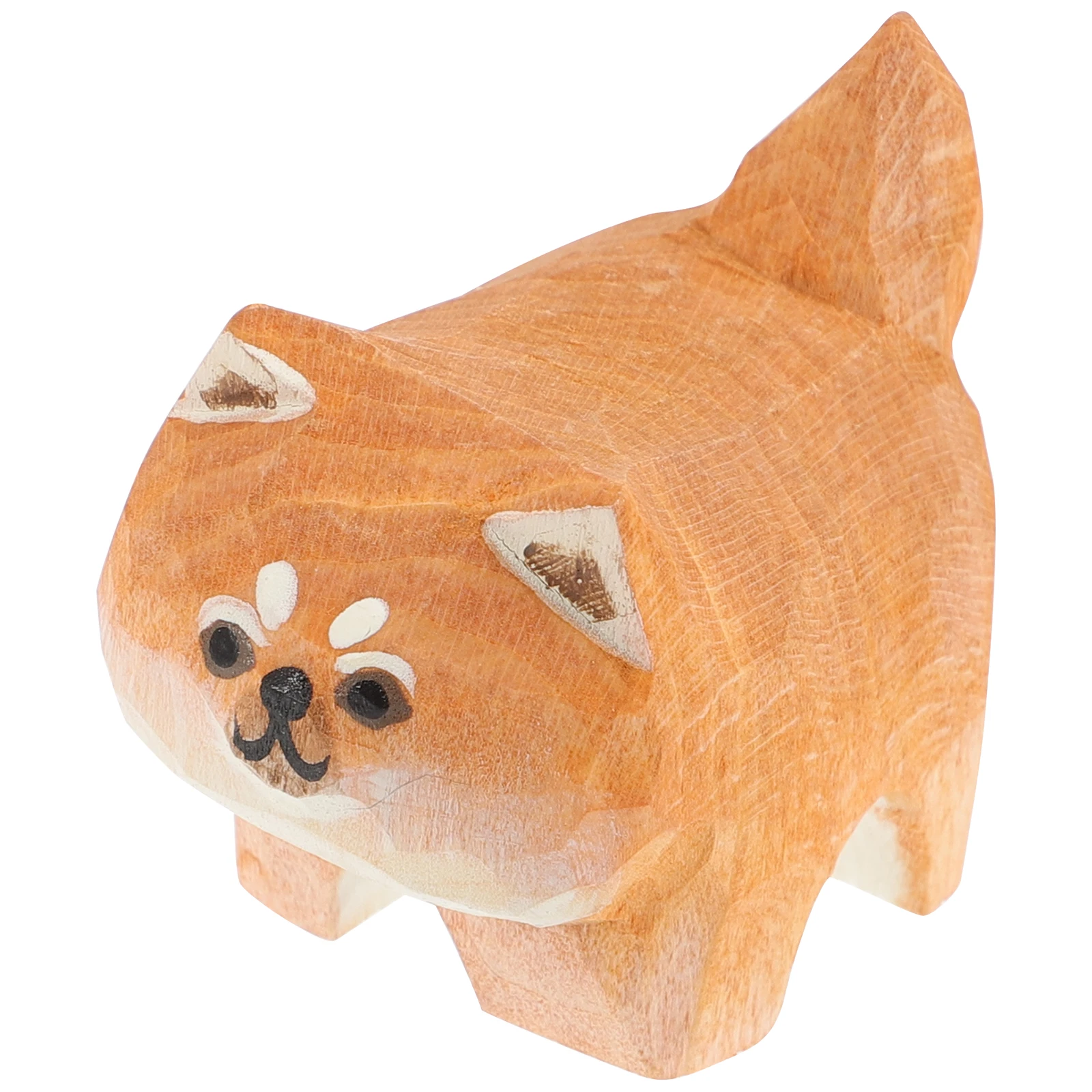 

Small Wooden Inu Decoration Carving Fine Craftsmanship Home Office Desk Display Art Sculpture for Living Room Bedroom
