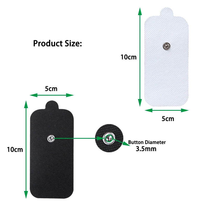Almofadas de eletrodo branco 5x10cm, adesivo não tecido condutor, estimulador muscular, remendos para massageador elétrico